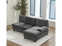 Sofá de canto moderno de 3 lugares - 194 x 118 x 81 cm - para sala de estar e quarto - tecido - cinza