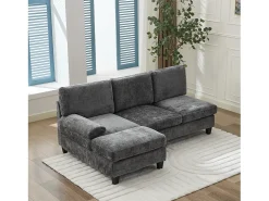 Sofá de canto moderno de 3 lugares - 194 x 118 x 81 cm - para sala de estar e quarto - tecido - cinza
