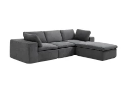 Sofá de canto modular com pufe em tecido cinzento antracite CORTOLINE