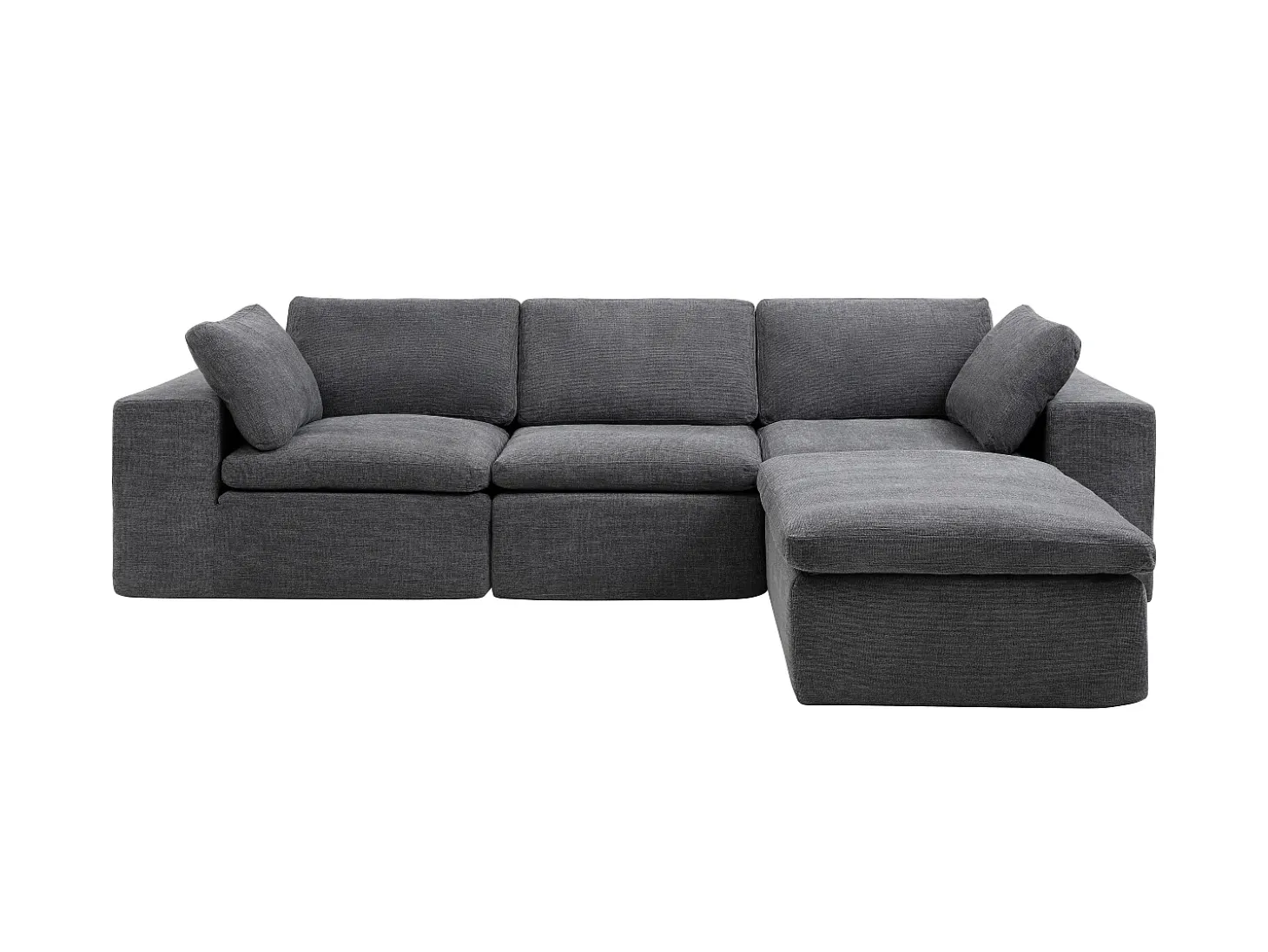 Sofá de canto modular com pufe em tecido cinzento antracite CORTOLINE