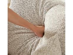Sofá de canto modular de 6 lugares com chaise longue - Tecido chenille bege - Não necessita de montagem