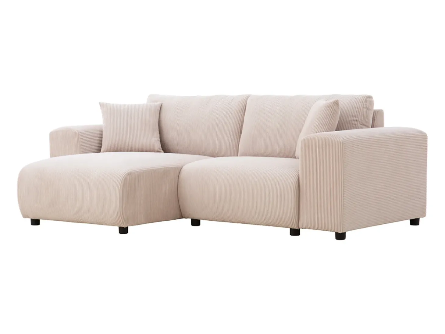 Sofá de canto modular em veludo cotelê bege 3 lugares - Confortável e elegante