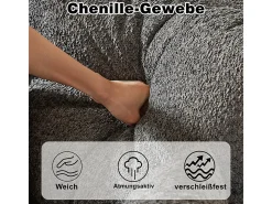 Sofá de Canto Modular Reversível 6 Lugares, com 6 Almofadas e Almofadas Cervicais, Tecido Chenille, Sala de Estar DIY, Cinza