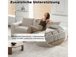 Sofá de Canto Modular Reversível 6 Lugares, com 6 Almofadas e Almofadas Cervicais, Tecido Chenille, Sala de Estar DIY, Bege