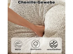Sofá de Canto Modular Reversível 6 Lugares, com 6 Almofadas e Almofadas Cervicais, Tecido Chenille, Sala de Estar DIY, Bege