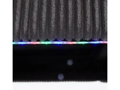 Sofá de canto panorâmico em veludo - 4 lugares - com LED RGB e porta USB+Type-C - 265x135x88cm - Cinza