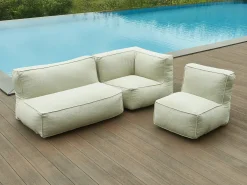 Sofá de canto para jardim em tecido bouclé - Bege - NOUMARA de MYLIA