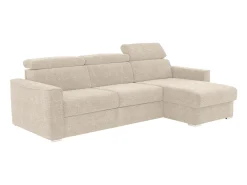 Sofá de canto reversível abertura rápida conversível abertura rápida em tecido bege - Cama 160 cm - Colchão 18 cm VIZIR
