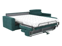 Sofá de canto reversível conversível abertura rápida em tecido azul - Cama 140 cm - Colchão 18 cm VIZIR