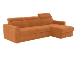 Sofá de canto reversível conversível abertura rápida em tecido terracota - Cama 160 cm VIZIR