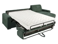 Sofá de canto reversível convertível abertura rápida veludo canelado verde 140 cm 18 cm CALITO