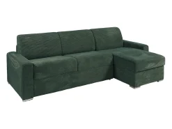 Sofá de canto reversível convertível abertura rápida veludo canelado verde 140 cm 18 cm CALITO