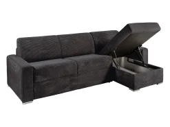 Sofá de canto reversível convertível abertura rápida veludo canelado cinzento 160 cm - 14 cm CALITO