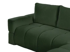 Sofá de canto reversível conversível em tecido bouclette verde ISSORO