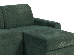 Sofá de canto reversível convertível abertura rápida veludo canelado verde 140 cm 14 cm CALITO