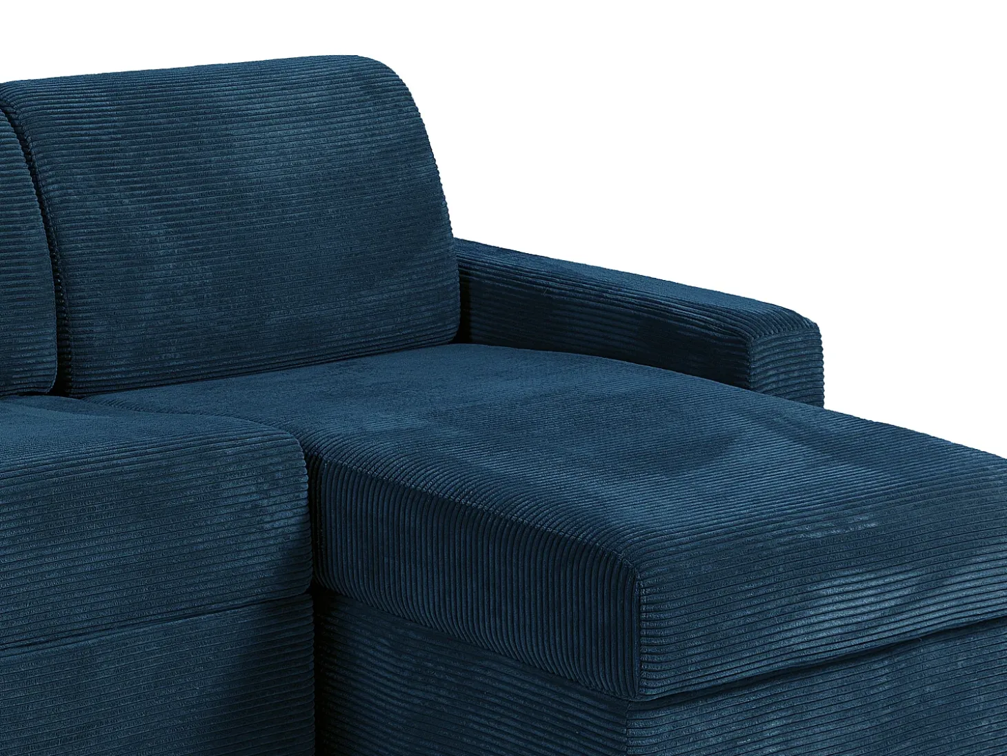 Sofá de canto reversível convertível abertura rápida veludo canelado azul 160 cm - 18 cm CALITO