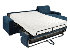 Sofá de canto reversível convertível abertura rápida veludo canelado azul 160 cm - 22 cm CALITO