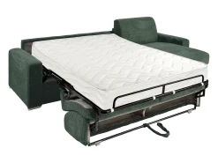 Sofá de canto reversível convertível abertura rápida veludo canelado verde 140 cm 22 cm CALITO