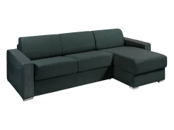 Sofá de canto reversível convertível abertura rápida tecido verde abeto - 160 cm - 22 cm - CALITO