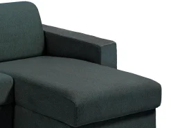 Sofá de canto reversível convertível abertura rápida tecido verde abeto - 160 cm - 22 cm - CALITO