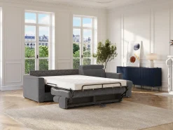 Sofá de canto reversível conversível abertura rápida em tecido cinza - Cama de 160 cm VIZIR