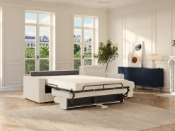 Sofá de canto reversível com abertura rápidaão erpress em tecido bege - Espiritamente de sono para conservação 140 cm VIZIR