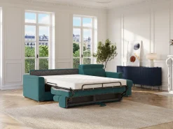 Sofá de canto reversível conversível abertura rápida em tecido azul - Cama 160 cm VIZIR