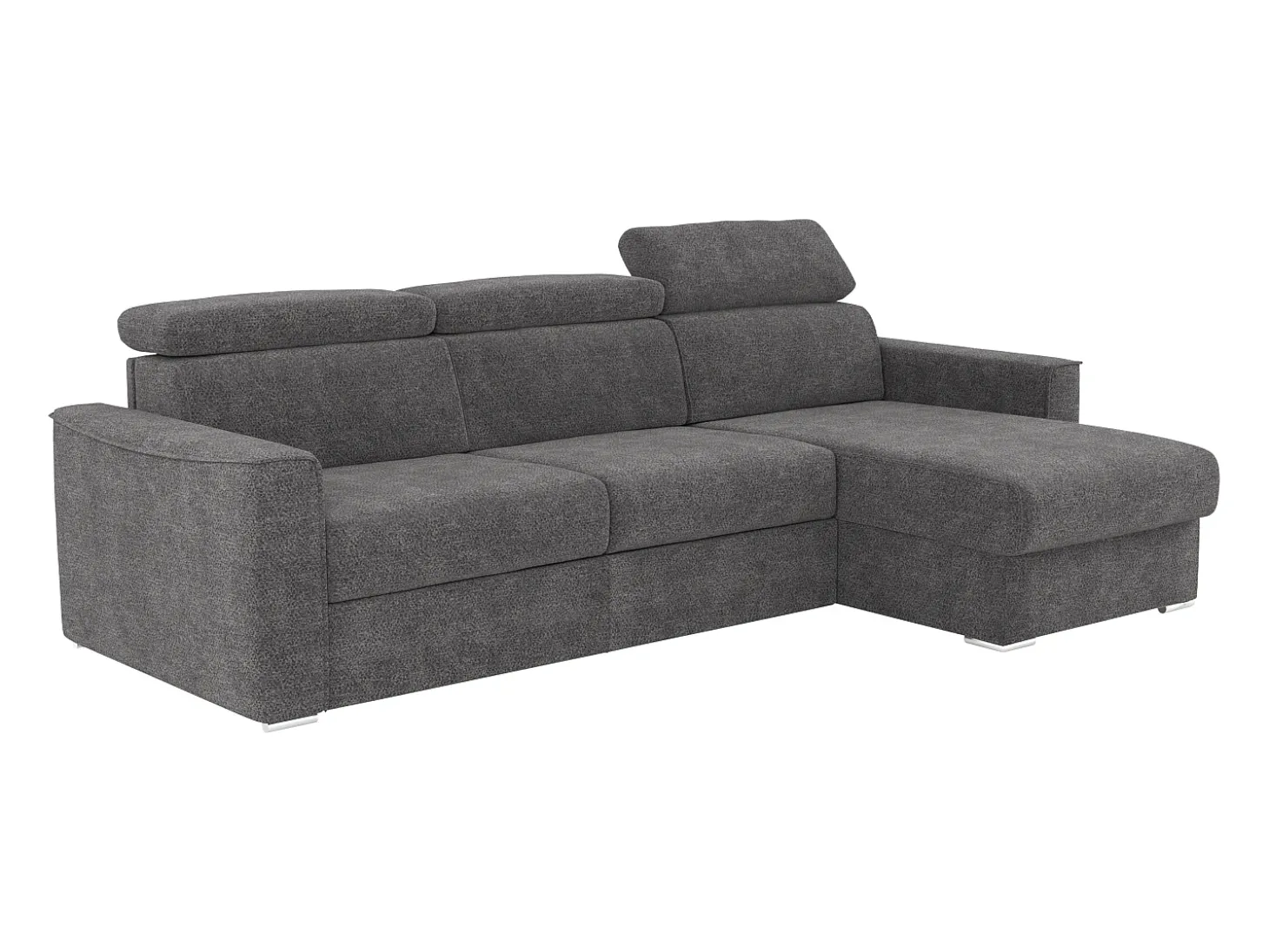 Sofá de canto reversível conversível convertible abertura rápida em tecido cinza - Cama 160 cm VIZIR