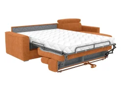 Sofá de canto reversível conversível abertura rápida em tecido terracota - Cama 160 cm VIZIR