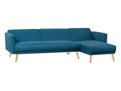 Sofá de canto reversível e conversível azul pato GRACE Escandinavo Moderno