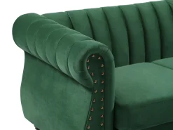 Sofá de canto reversível em veludo verde pinho estilo charme vintage TRUMBO