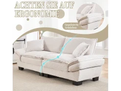 Sofá de casal moderno e simples - 224 x 81 x 81 cm - com edredom - veludo - bege