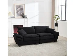 Sofá de casal moderno e simples - 224 x 81 x 81 cm - com edredom - veludo - preto