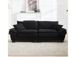 Sofá de casal moderno e simples - 224 x 81 x 81 cm - com edredom - veludo - preto