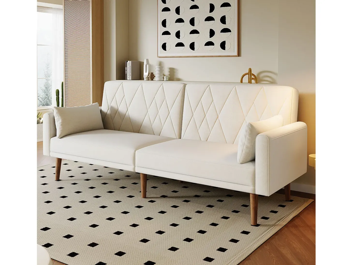 Sofá de dois lugares com função de cama | Sofá-cama dobrável de veludo para espaços pequenos | Cama de hóspedes compacta para sala de estar, quarto e home theater