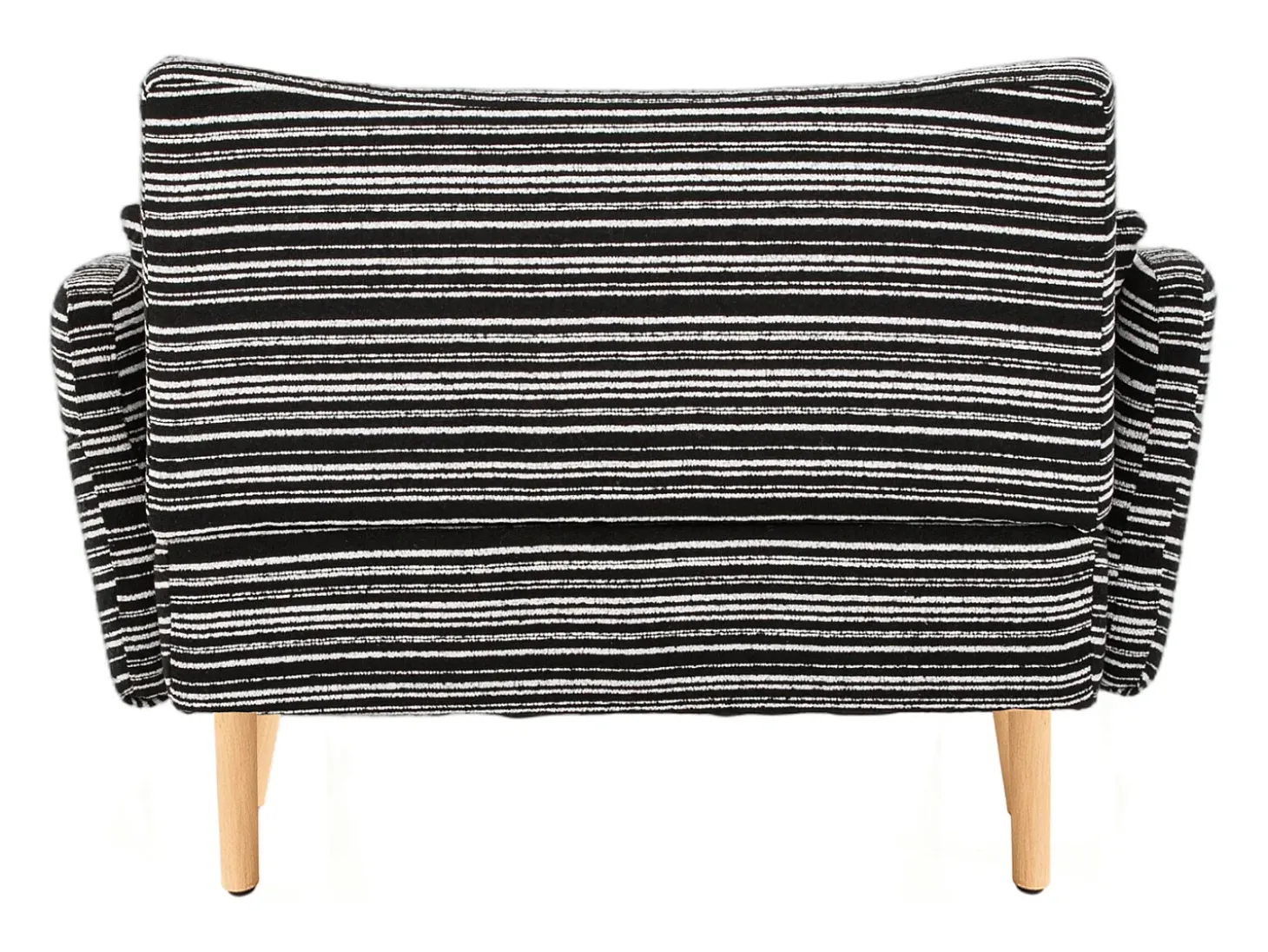 Sofá de dois lugares em tecido bouclé preto - Com bolsos laterais e duas almofadas.
