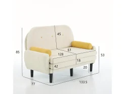 Sofá de dois lugares em veludo cotelê bege com espaço de armazenamento integrado - Elegância e funcionalidade para o dia a dia
