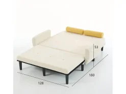 Sofá de dois lugares em veludo cotelê bege com espaço de armazenamento integrado - Elegância e funcionalidade para o dia a dia