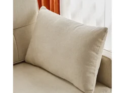Sofá de dois lugares, sofá para sala de estar, sofá com função de cama, encosto ajustável, tecido chenille, bege
