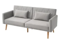 Sofá de dois lugares 180x75x82 cm - Encosto ajustável - Veludo - Cinza