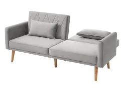Sofá de dois lugares 180x75x82 cm - Encosto ajustável - Veludo - Cinza