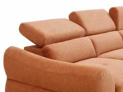 Sofá de ângulo direito conversível em tecido texturizado terracota VAVERDO