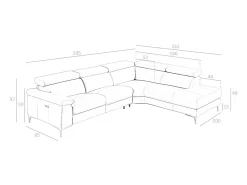 Sofá de relaxamento com chaise longue direita em pele cinzenta escura 6111 ANGEL CERDA