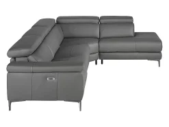 Sofá de relaxamento com chaise longue direita em pele cinzenta escura 6111 ANGEL CERDA