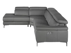 Sofá de relaxamento com chaise longue esquerda em pele cinzenta escura 6112 ANGEL CERDA