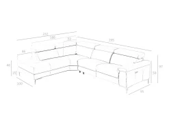 Sofá de relaxamento com chaise longue esquerda em pele cinzenta escura 6112 ANGEL CERDA