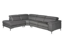 Sofá de relaxamento com chaise longue esquerda em pele cinzenta escura 6112 ANGEL CERDA