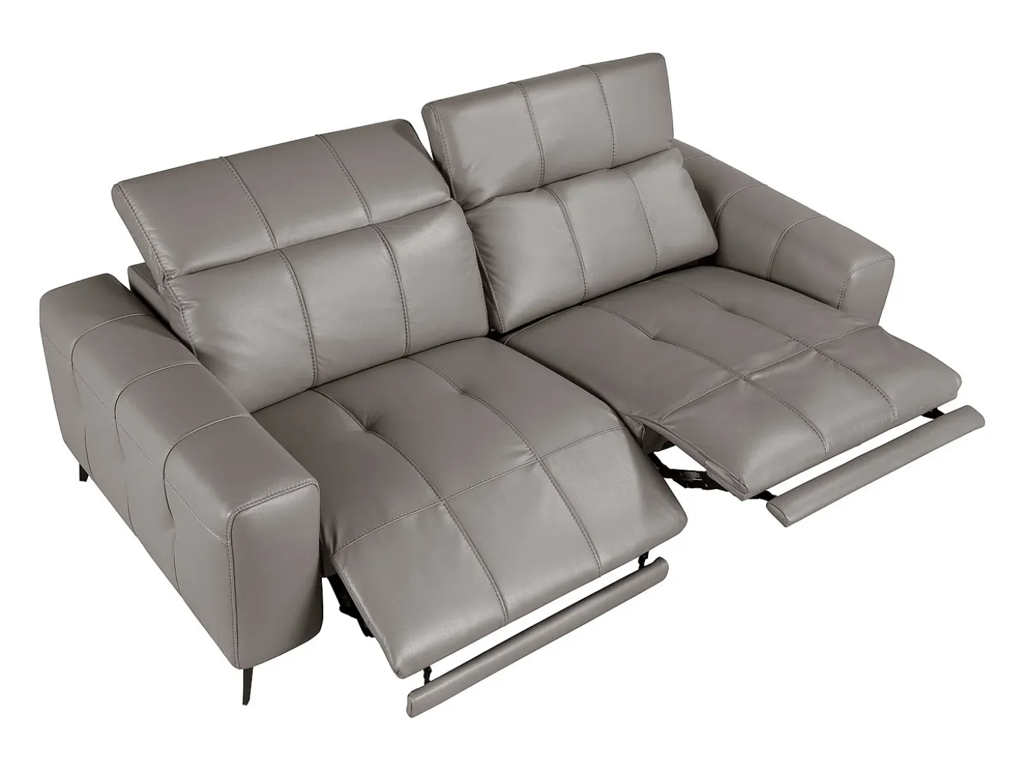 Sofá de relaxamento de 3 lugares em pele cinzenta 6210 ANGEL CERDA