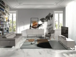 Sofá de relaxamento de 3 lugares em pele cinzenta escura 6122 ANGEL CERDA