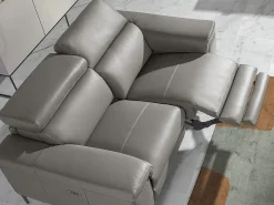 Sofá de relaxamento de 3 lugares em pele cinzenta escura 6122 ANGEL CERDA